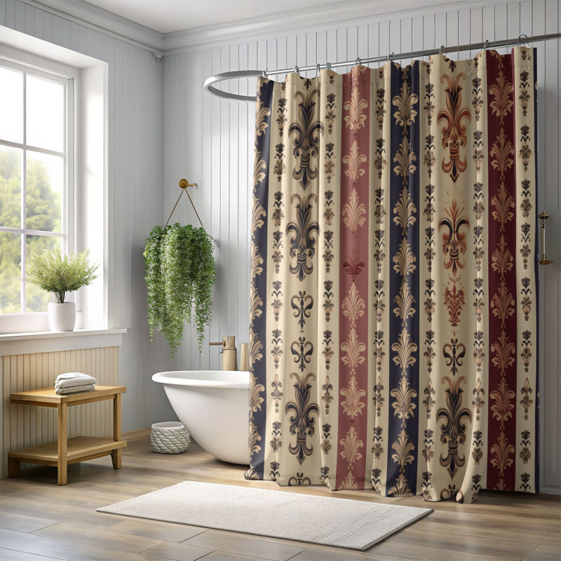 Damask Charm - Rideau de douche Premium, H 74 po x l 71 po