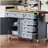 K&K 52'' Kitchen Island with Drop Leaf, Embossed Texture Kitchen Island on Wheels with Spice Rack, Towel Rack, 2 Doors and 5 Drawers, Kitchen Storage Cart with Adjustable Shelf for Kitchen, Blue Grey-1737627224