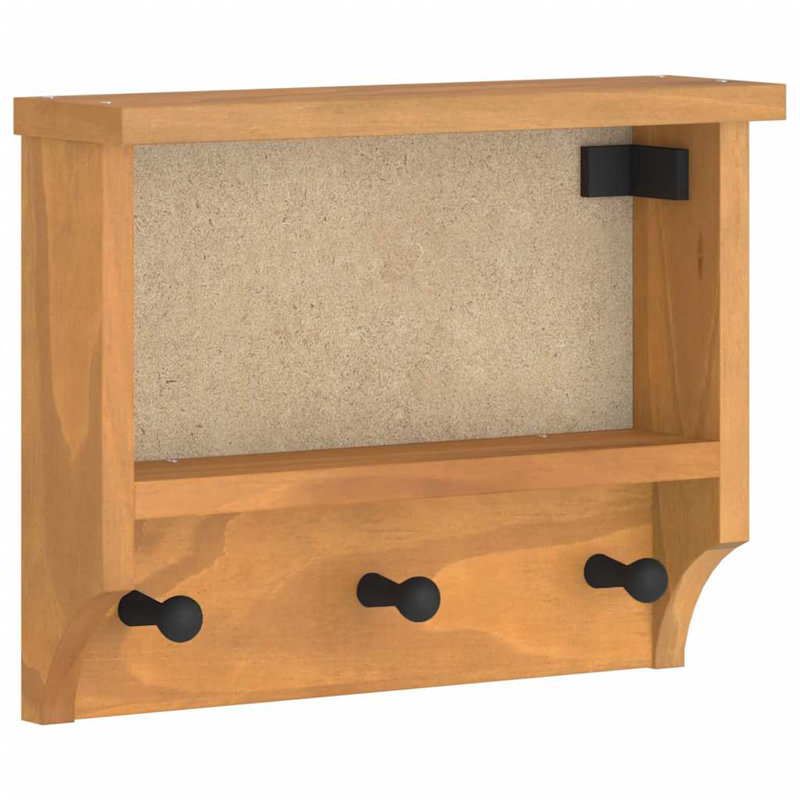 Solid Wood Wall Mounted Coat Rack, Brown