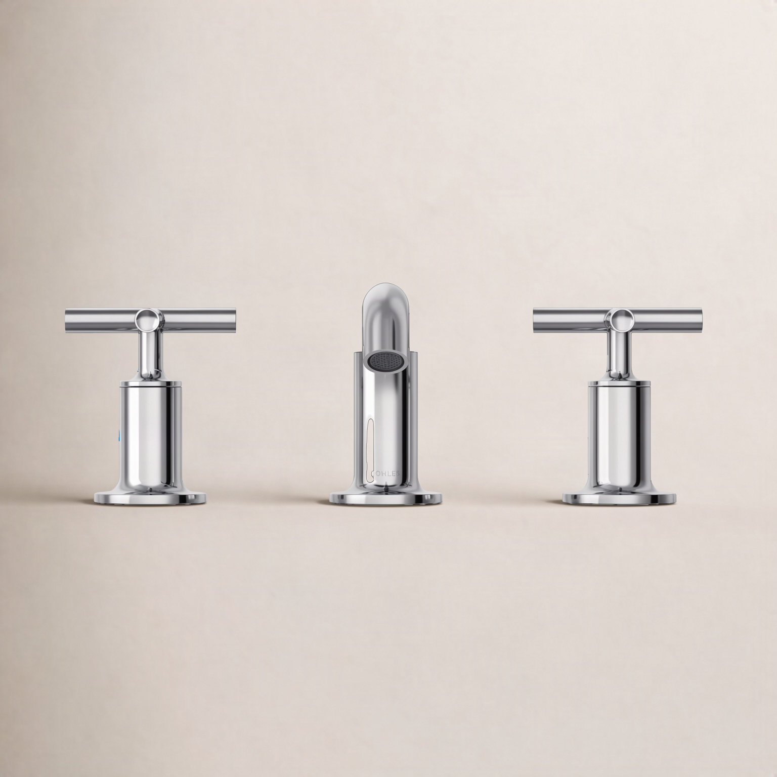 Purist Widespread Faucet with Low Cross Handles, Polished Chrome