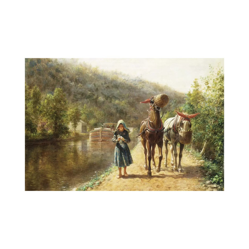 On The Towpath, by Edward Lamson Henry - Wrapped Canvas Painting, 66.04 cm H x 45.72 cm W x 1.91 cm D