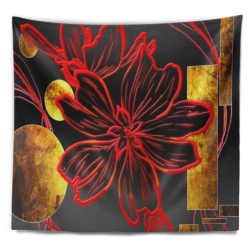 Tapisserie florale abstraite, H 50 po x l 60 po