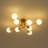 8 - Light Staggered White Glass Globe Modern Linear Semi Flush Mount