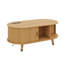 Table basse ovale cannelée de 42,5 po avec station de charge, table Mid-Century rétro avec porte tambour et pieds