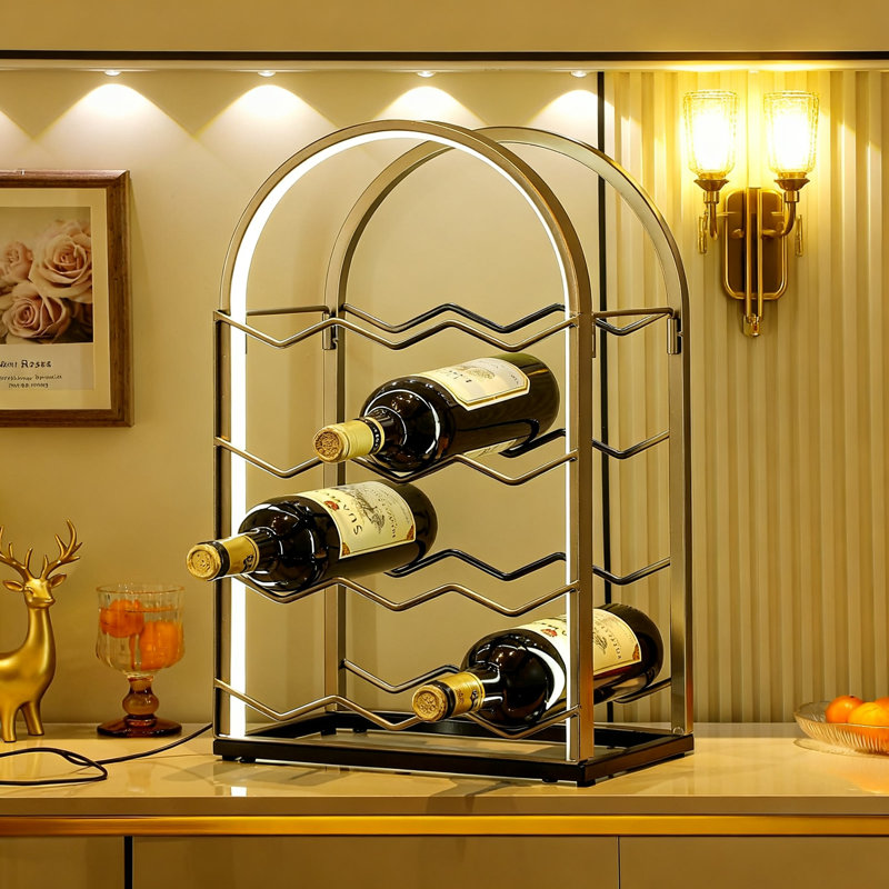 Support à vin, support à vin de table moderne en métal pour armoire et garde-manger, (doré)