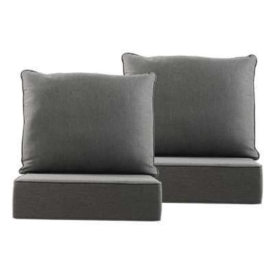 Allo 24"X24"X6" Thick Cushions & Pillows Set - Deep Seat Indoor/Outdoor Water & Fade Resistant
