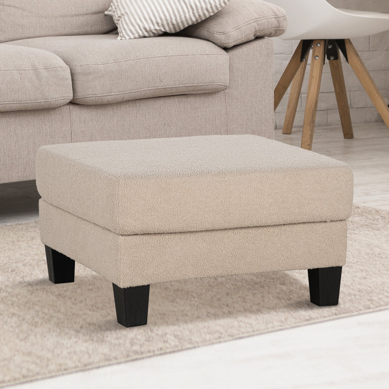 Repose-pieds carré avec rangement 31 po, Mélange de polyester beige / nounours