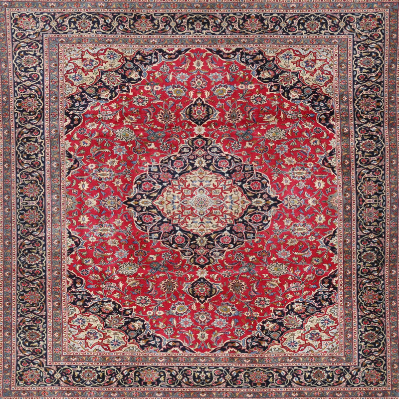 Tapis de style oriental rouge, Carré 6 pi