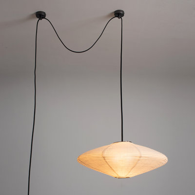 Luminaire suspendu en forme de feston, abat-jour en lin et coton fabriqué à la main, plafonnier suspendu moderne Kyoto, aucun câblage requis, éclairage ambiant doux pour la chambre à coucher et le salon