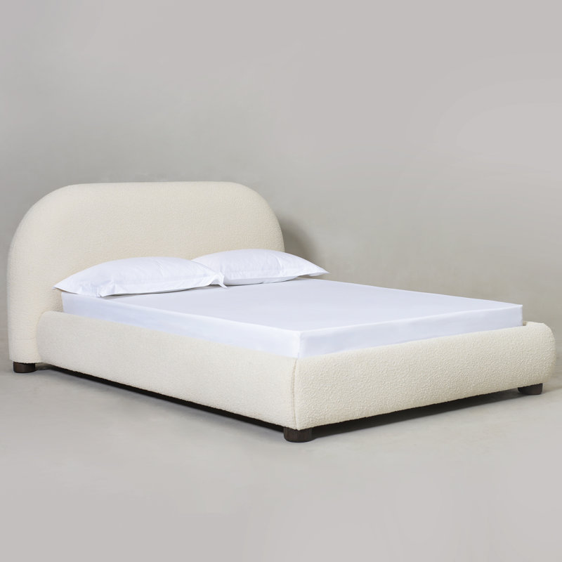 Lit plateforme tapissier Tesso, Crème, Grand lit