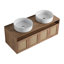 Meuble-lavabo 48 po avec lavabo d'art en céramique blanche, 4 portes à fermeture douce, fixation à flotteur