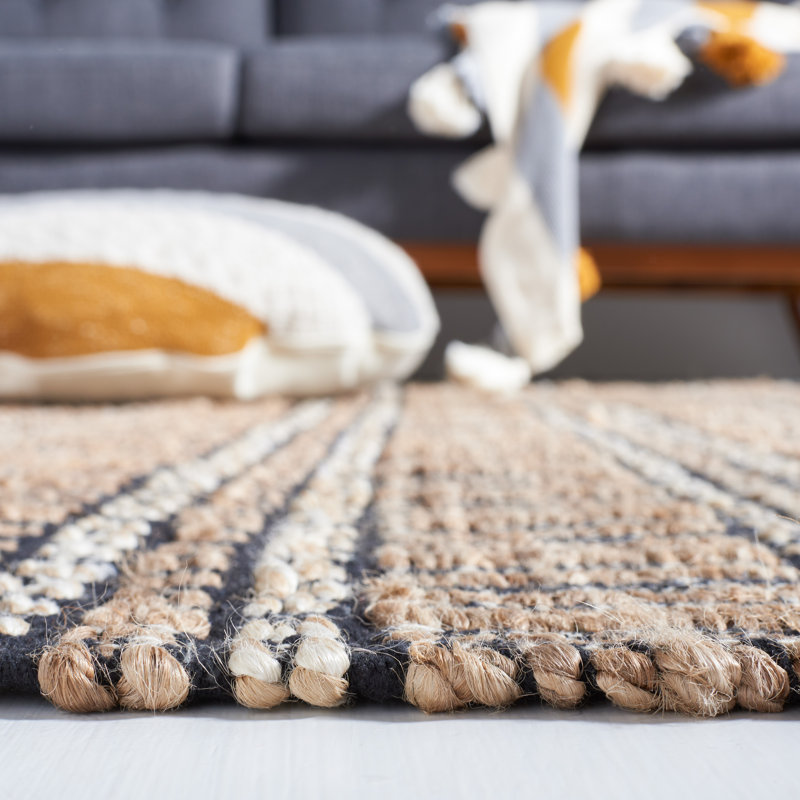 Tapis noir / naturel beige tissé à plat Giannopoulos, Rectangle 4 pi x 6 pi