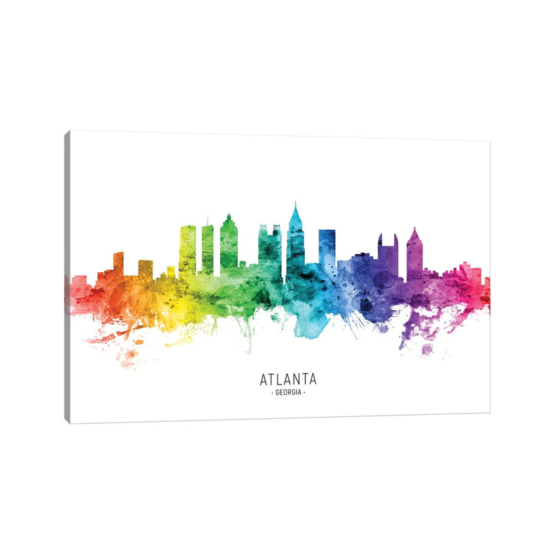 Atlanta Georgia Skyline Rainbow by Michael Tompsett - Wrapped Canvas Print, 101.6 cm H x 66.04 cm W x 3.175 cm D
