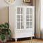 Buffet blanc avec portes doubles en verre et tiroir - Armoire moderne en bois massif avec armoire de rangement