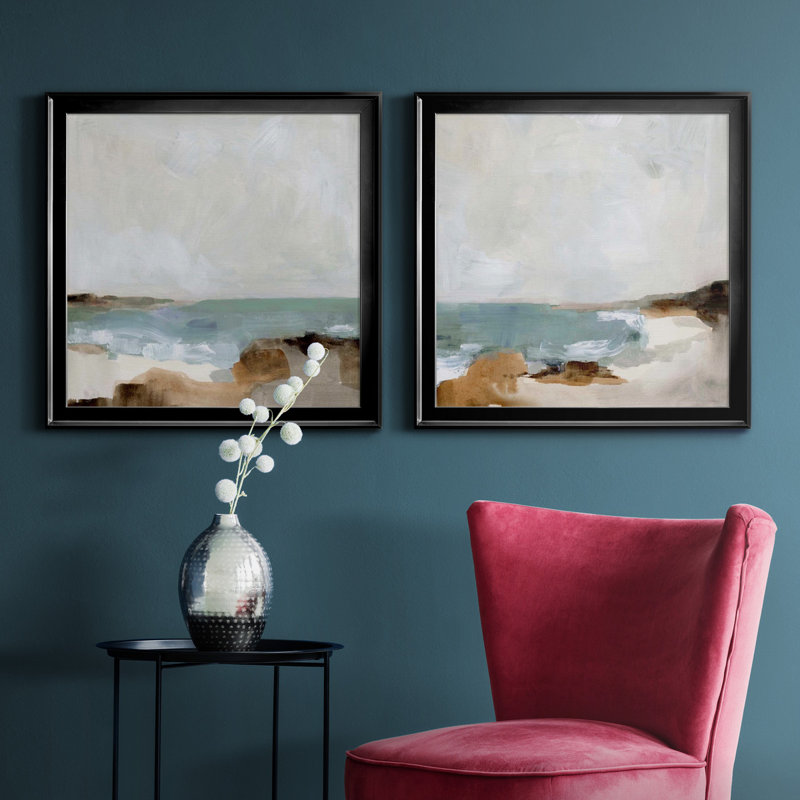 Ocean Sigh I Ocean Sigh I - ensemble de 2 cadres photo, H 17,5 po x l 35 po x P 1,5 po, Toile avec cadre noir, Pas de tapis
