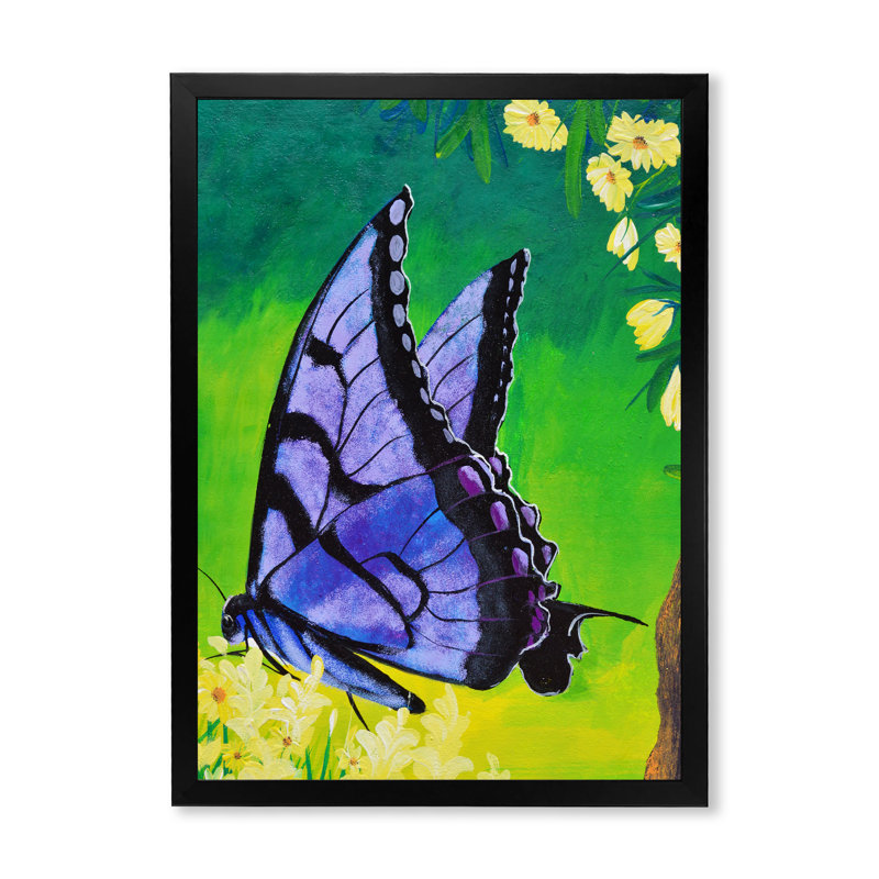 Élégant portrait de papillon mauve - Art mural sur toile traditionnel