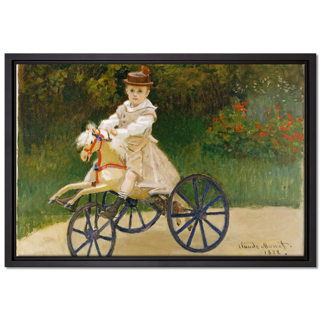 Gerahmtes Leinwandbild Jean Monet on His Horse Wheel von Claude Monet