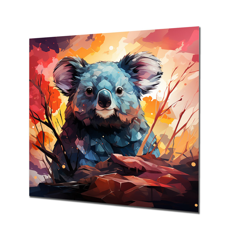 Koala Fiery Sunset I - Koala Animal, art mural en métal, H 36 po x l 36 po