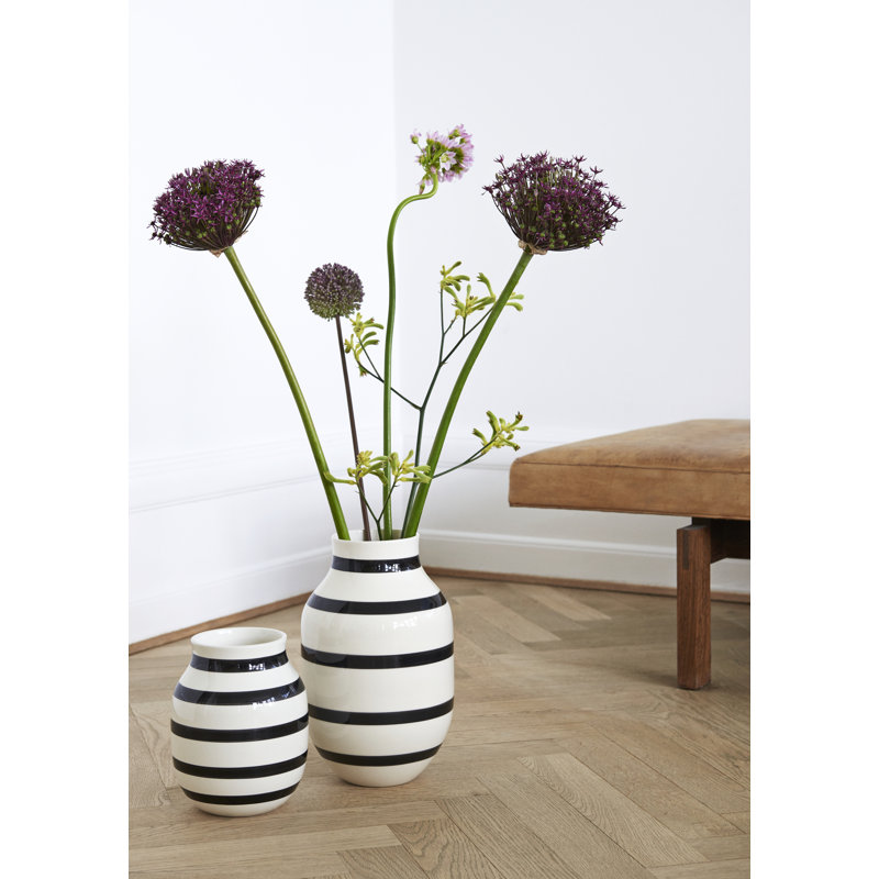 Vase en cadeau, Blanc / noir, H 12,2 po x l 7,5 po x P 7,5 po