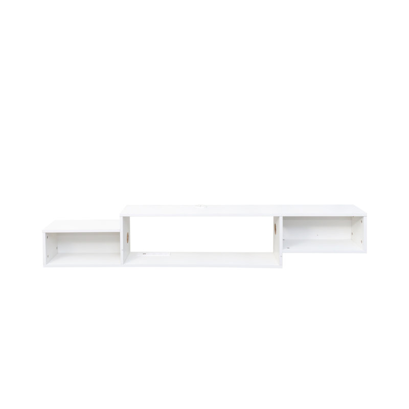 65.35" Wall-Mounted Floating TV Stand with 20-Color LEDs & Built-In Charging Station, White
