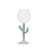 Desert Plants - Stemmed Glass Cactus Matte Green 9.5 Oz