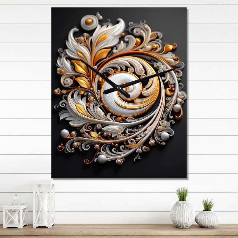 Horloge murale Eflorescence White Gold, H 32 po x l 24 po x P 1 po