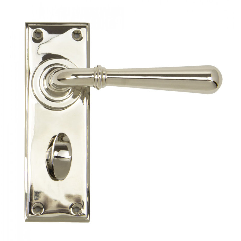 Newbury Lock Door Handle Kit, Polished Nickel