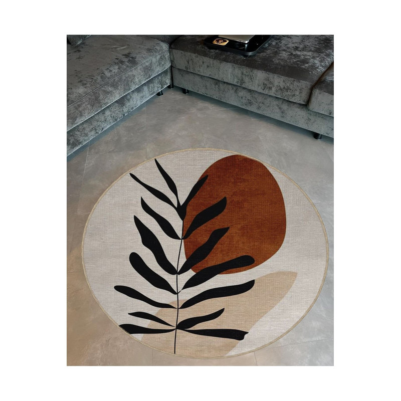 Tapis décoratif lavable à la machine, Rond 2 pi 8 po