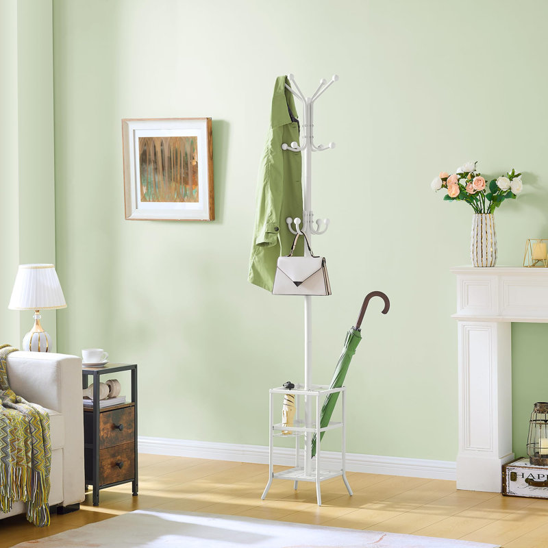 Metal Freestanding Coat Rack, White