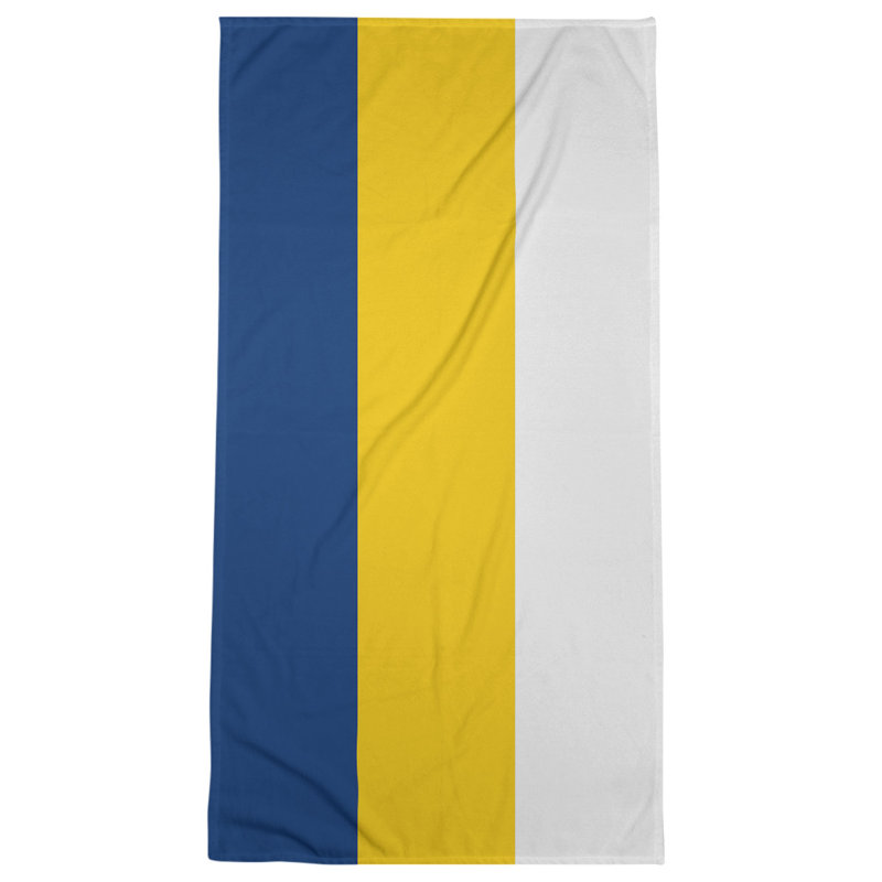 Cotton Blend Beach Towel, Blue/Gold/White