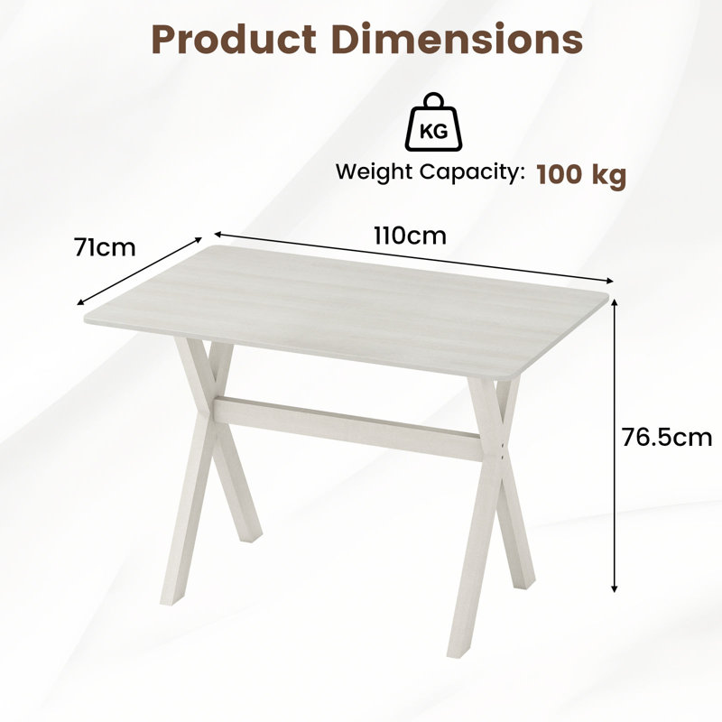 Solid Wood Base Dining Table, White