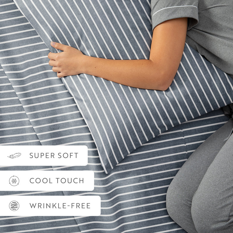 4 Piece Delicate Details Pattern Sheet Set, Cal.King Sheet Set with 2 King Pillowcase, Stone Striped