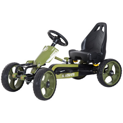 Aosom Go Kart for Kids, Pedal, Go Kart with Adjustable Seat, EVA Wheels, Forward, Backward, Ride on Car for Boys and Girls 3-6 Years Old, Green