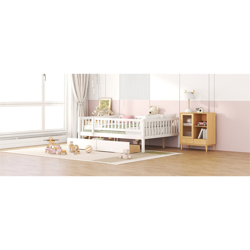 Daybed Wood Bed With Two Drawers, Full/Double, White