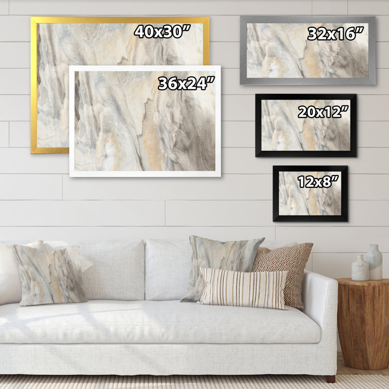 «Vagues liquides dans les tons de gris V», reproduction sur toile flottante, Cadre photo argenté