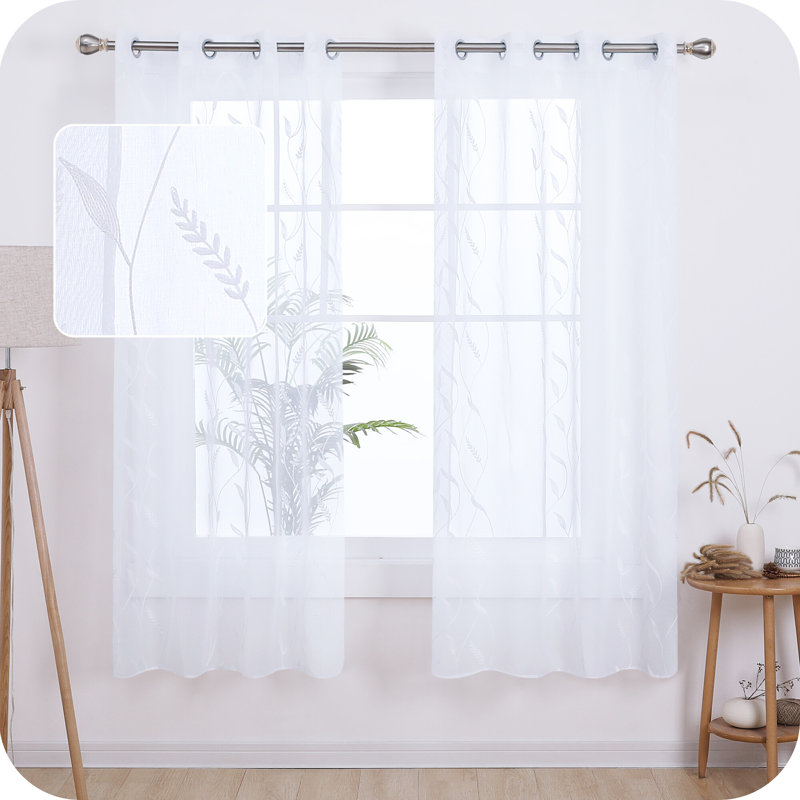 Lehman Semi Sheer Curtain Pair, White, 55cm Width x 183cm Drop