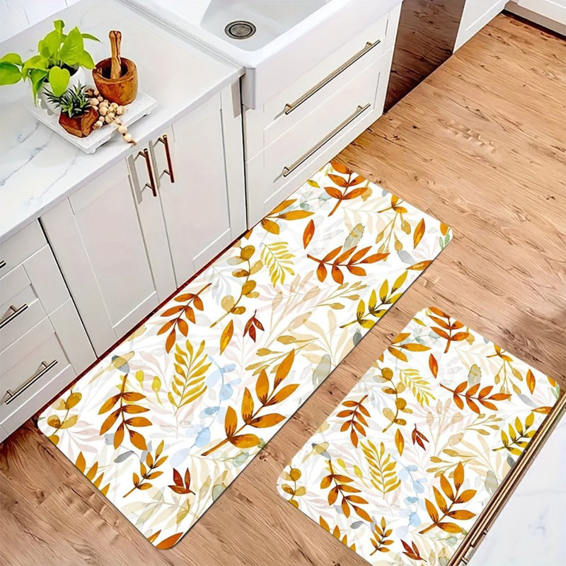 Autumn Leaf Cluster, 2 Pcs Non Slip Kitchen Mats