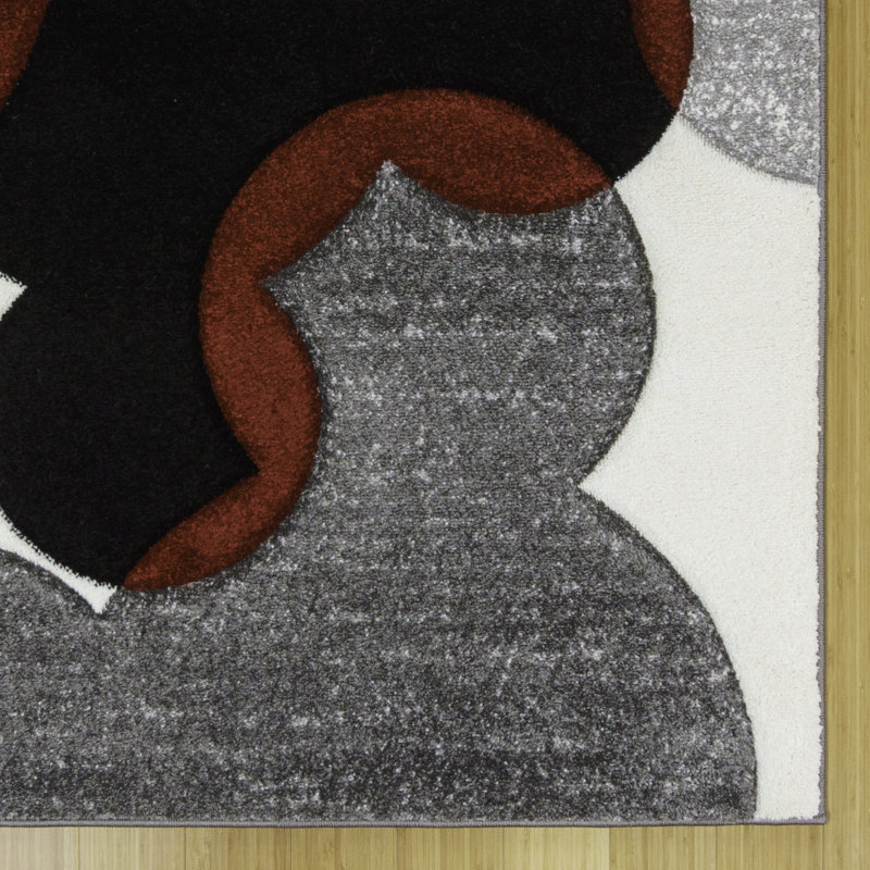 Handmade Red and Black Geometric Synthetic Kids' Area Rug 8' x 10'