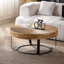 Table basse ronde moderne, table basse à motif sculpté avec pieds en métal, table à thé-404391362