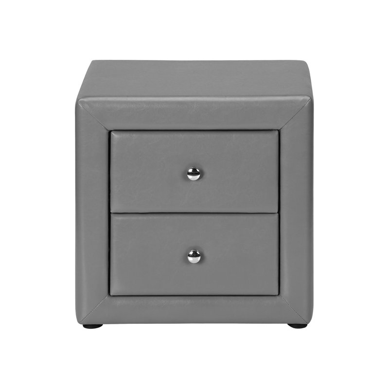 Table de chevet de chambre à coucher de couleur grise - rembourrée avec 2 tiroirs de rangement de tiroir disponibles