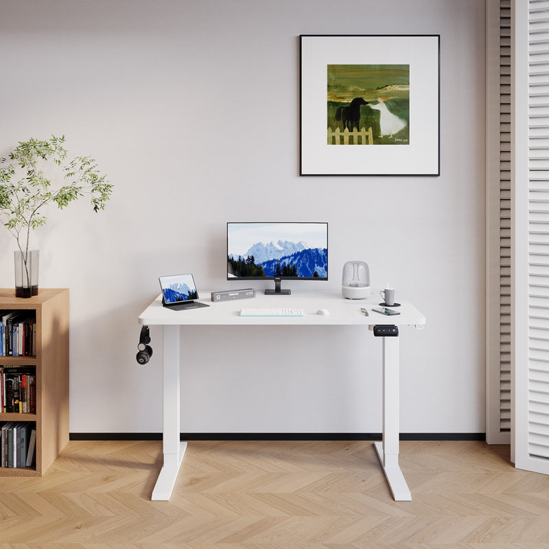 Hieronymus Adjustable Height Steel Standing Desk, 120cm W x 60cm D, White