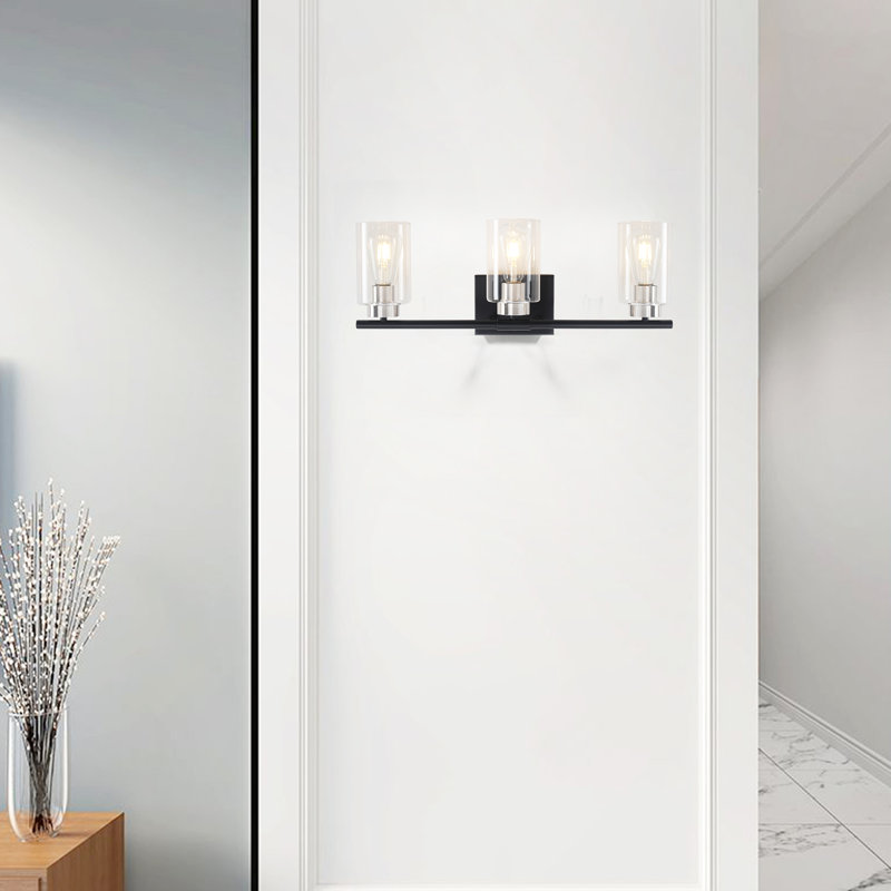 Hooversville 3- Light Dimmable Vanity Light, Black/Brushed Nickel, 3 Lights