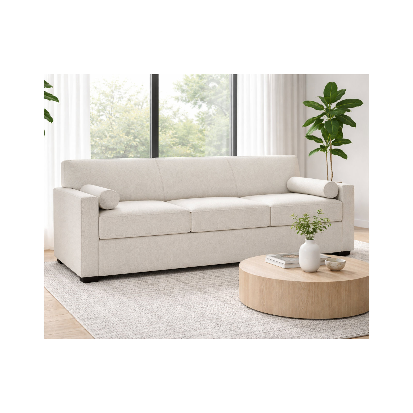 Francesca 92" Upholstered Sofa, Macarena Beige Basketweave