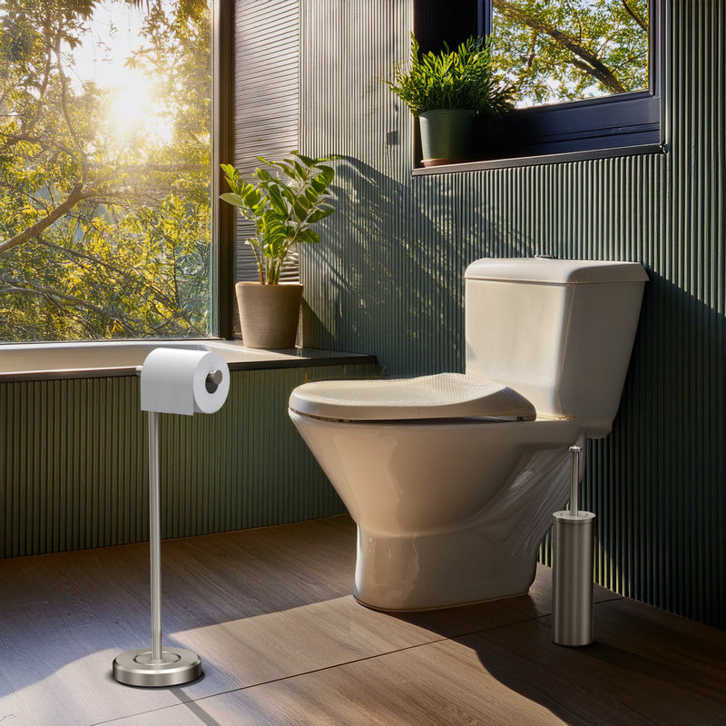 Porte-papier hygiénique sur pied Latitude II, Nickel satiné