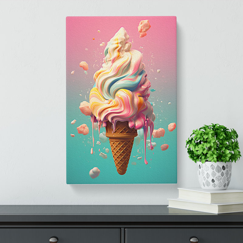 Ice Cream Digital - No Frame Art Prints - Wrapped Canvas, 50cm H x 35cm W x 3cm D