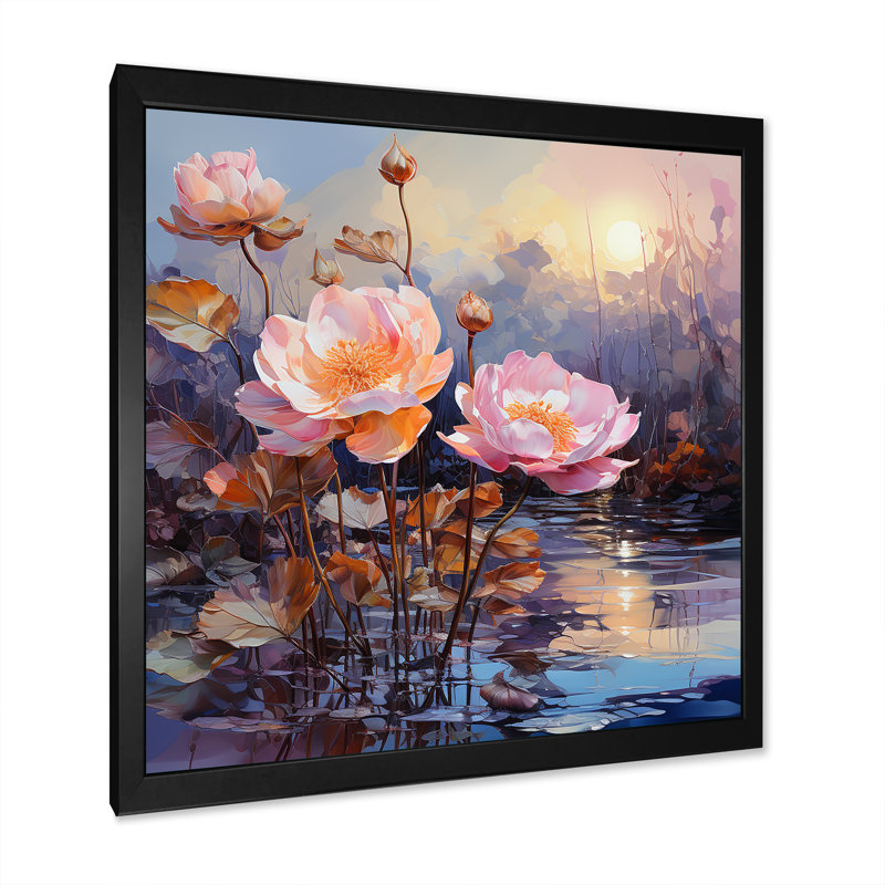 «Purple Roses Florescence II», reproduction sur toile, Cadre simple noir, H 24 po x l 24 po x P 1 po