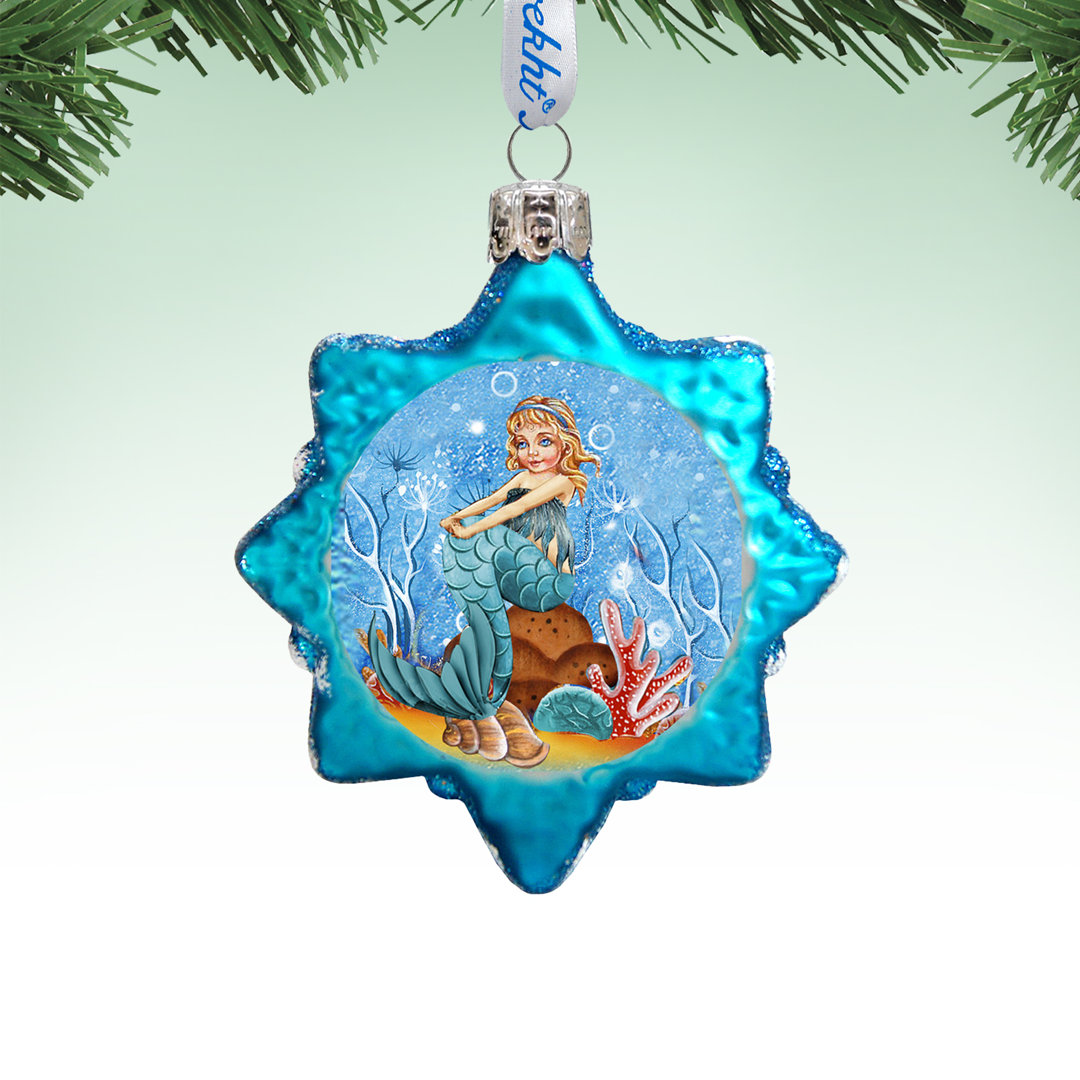 Mermaid Coastal Glass Ornament The Holiday Aisle®