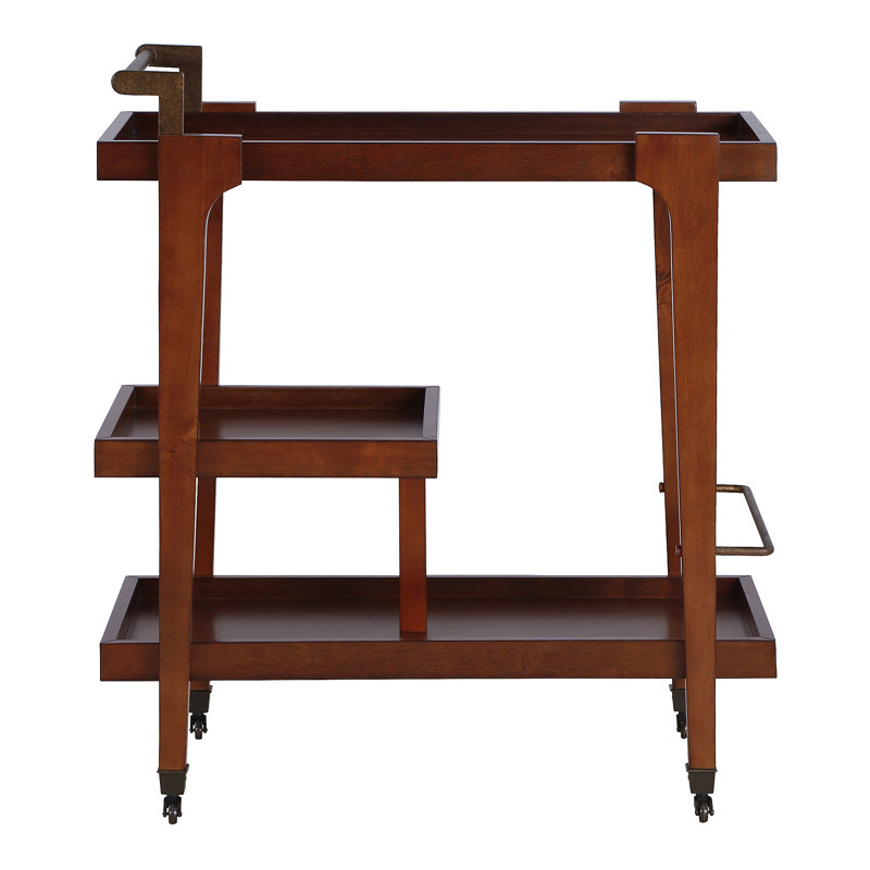 Duron Solid Wood Bar Cart, Dark Tobacco