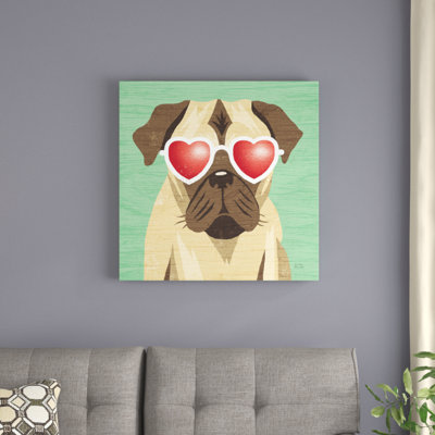 Beach Bums Pug I by Michael Mullan - No Frame Print on Canvas