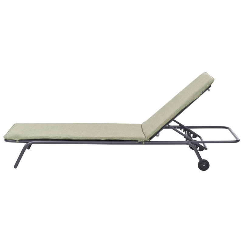 168cm Long Single Chaise with Cushions, Green